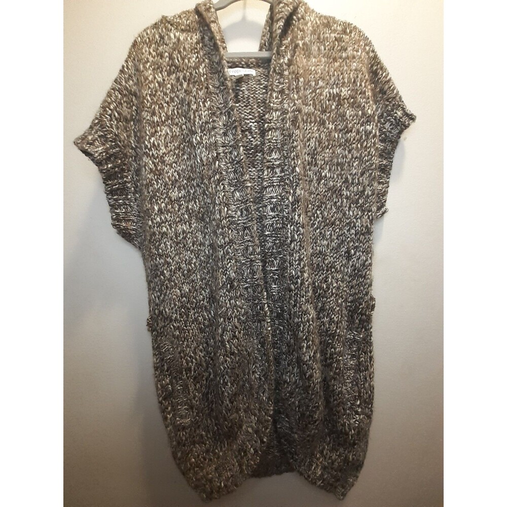 Aéropostale Women’s Brown/Gray Marled Hooded Knit Acrylic Sweater XL